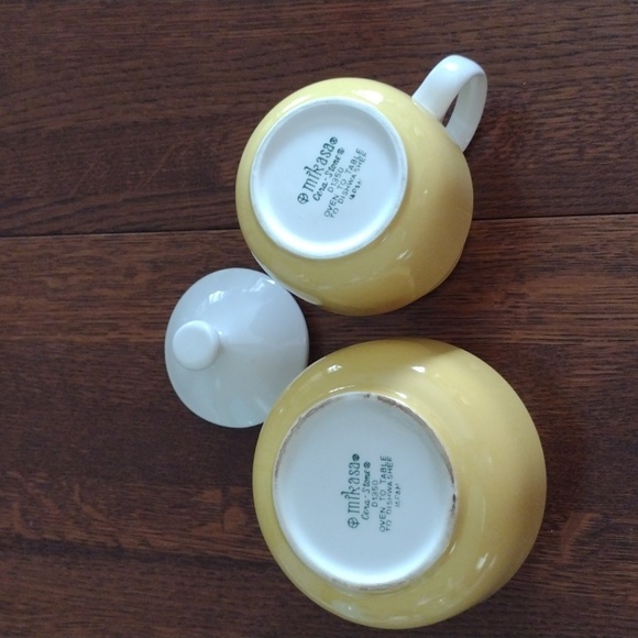 Vintage Mikasa Cera-Stone Sandra Creamer Sugar Bowl Set b540 - Picture 4 of 5